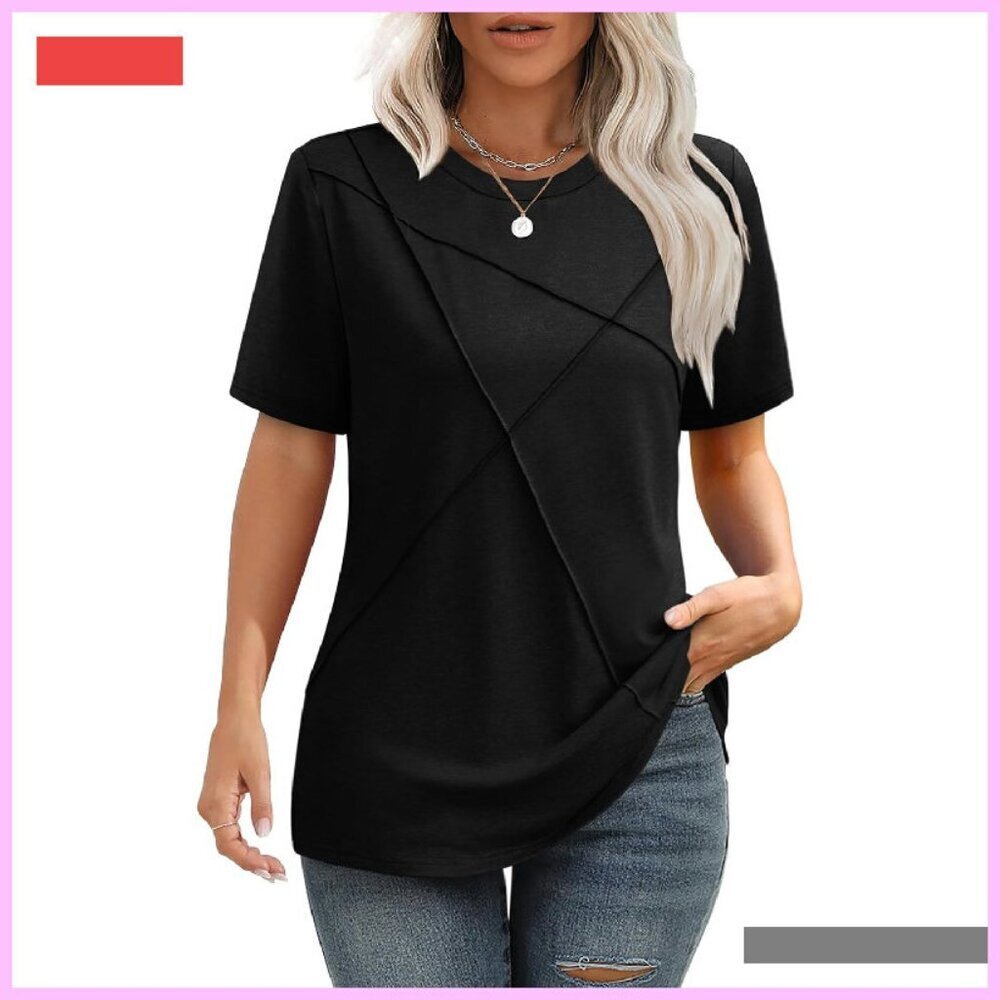Pleated Short Sleeve Business Casual Top - Summer 2025 Style
